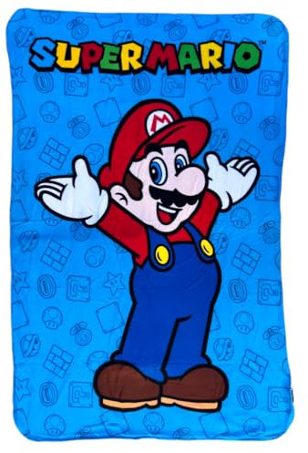 Plaid per bambini 100 x 150 cm coperta in pile 100% morbido poliestere 210 gsm (Super Mario,1)