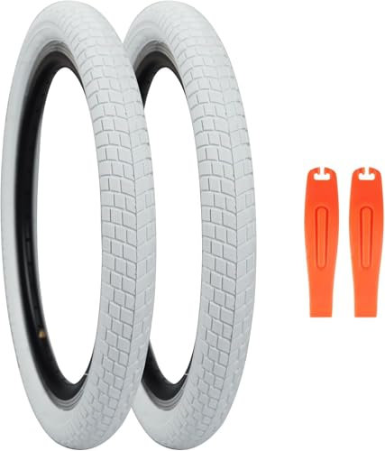 ZUKKA Juego de 2 neumáticos de bicicleta plegables para niños, 20 x 2125, neumáticos de repuesto plegables para bicicletas infantiles, BMX, color blanco