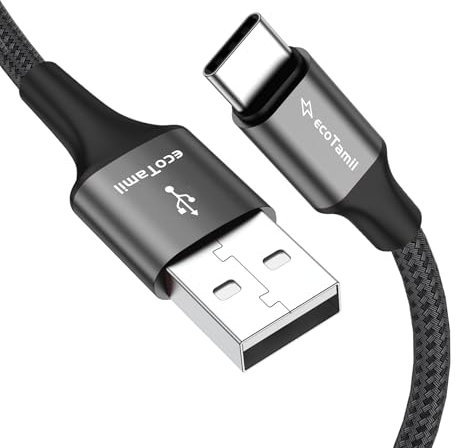 ecoTamil USB to USB-C Data & Charger cable 2Meter – Perfect for Business, Travel, Personal use. Supports iPhones, Samsung, Google phones, Tablets & more.. - 480Mbps Data Transfer, Braided & Durable.