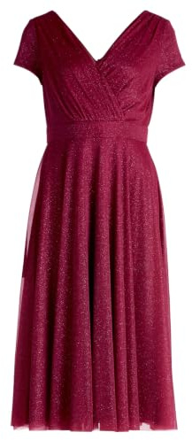 Vera Mont Damen Cocktailkleid im Glitzer-Look 42, Rot/Grau