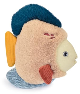 Histoire D'Ours - Plüschtier Tropischer Fisch 17 cm Meerestresors – originelles und farbenfrohes Baby-Schmusetuch – sensorisches Spielzeug ab der Geburt – Dekoration Thema Ozean