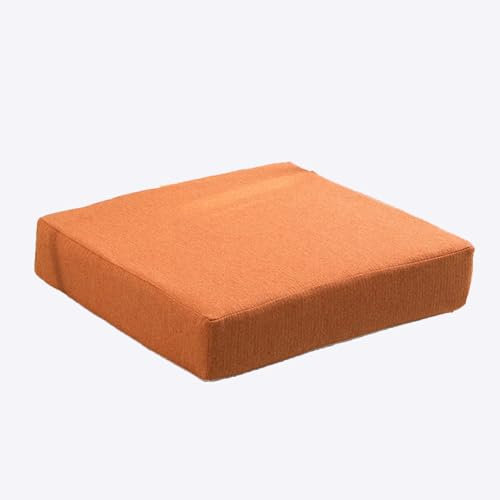 FOVAOK Plus Hard High Density Sponge Sofa Cushion Solid Wood Redwood Window Mat Tatami Chair Linen Cloth Square Cushion 5-8cm Thickness(Orange)