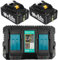 2 x 8.0 Ah / 8000 mAh Ersatzakku für makita akku 18v mit ladegerät DC18RD Dual Port 4A für Makita Akku 18VBL1860 BL1850 BL1860B BL1430 Kompatibel für Makita Ladegerät DC18RA DC18RC