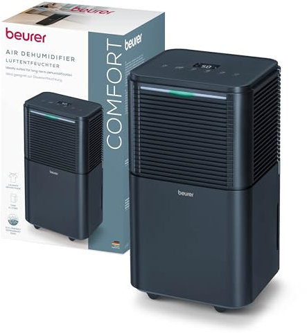 Beurer LE 250 elektrischer Luftentfeuchter, 20L/24h, Raumentfeuchter mit Automatikmodus, ideal zur Dauerentfeuchtung, besonders leise im Nachtmodus, gegen Schimmel & Gerüche, 4L Wassertank, bis 60m2