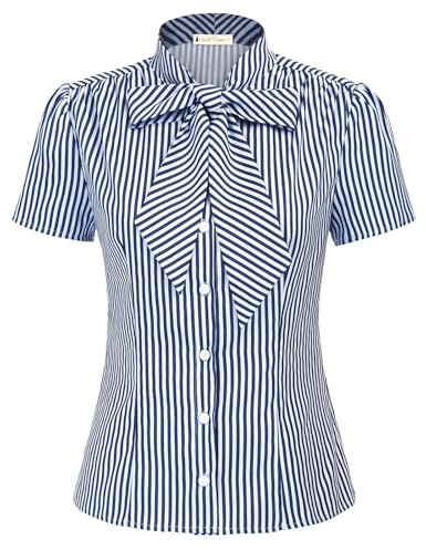 Belle Poque Blusa Vintage Mujer Blusa Oficina Mujer Blusa con Escote Mujer Manga Corta