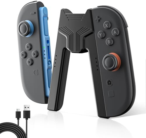 Ladegriff für Switch 2 Griff, ergonomischer V-Controller-Ständer mit USB-C-Kabel und LED-Anzeige für schnelles Aufladen während des Spielens - Für Switch2 (Modell 2025)
