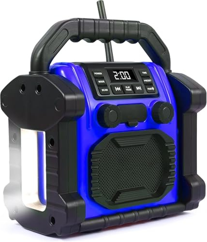 Outdoor Speaker Bluetooth Wireless 8000mah Battery Waterproof,Cell Phone Charging, Portable Jobsite Speaker with LED Lights, Suitable for Outdoor/Camping/Construction Sites(blue)
