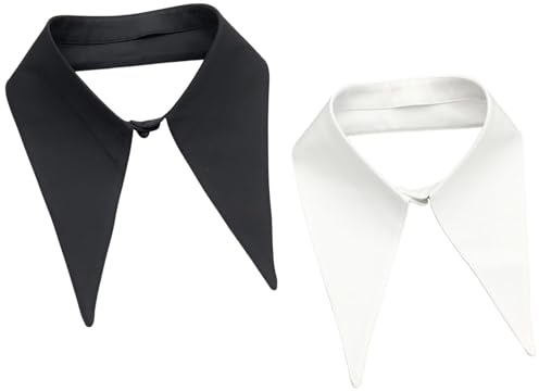 runrayay 2 Stück Fake-Kragen, europäischer neuer Damen-Faux-Kragen, Revers-Choker, Peter-Pan-Halskette, Schwarz und Weiß