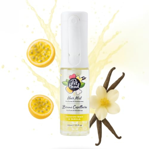 Pet Head Hunde-Hair Mist | Passionsfrucht & Vanille Duft | 100 ml | Desodorierendes Hunde Spray mit langanhaltendem Premiumduft | Erfrischt & pflegt das Fell | Ohne Alkohol |Geeignet für Welpen