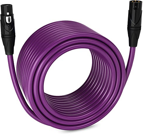 LyxPro Balanced XLR Cable 30.5m Premium Series Professional Microphone Cable, Powered Speakers and Other Pro Devices Cable, Purple