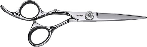 E-Kwip Flower Profi Haarschere für Linkshänder - Friseurschere in 5,5 Zoll aus Japanstahl - mit ergonomischem Offset Design & breitem Daumenring