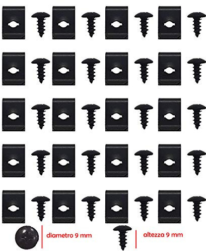one by Camamoto cod 77171195 kit viti a croce e clips molletta autofilettanti per carrozzeria moto scooter filetto M5 lunghezza 10mm