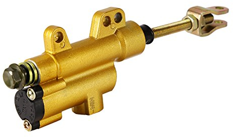 Qiilu 1 pz universale Serbatoio olio interno del cilindro principale del freno posteriore Pompa freno posteriore del freno a pedale per Moto Dirt Pit Quad Bike Sportbike ATV alluminio dorato