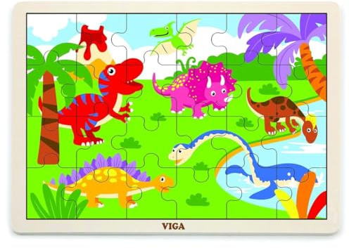 Viga Puzzle: Dinosaurier, 24 Teile, weiß
