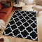 TAPISO Luxury Teppich Kurzflor Schwarz Weiß Wohnzimmer Schlafzimmer Modern Marokkanisch Geometrisch Gitter Rauten Kleeblatt Design ÖKOTEX 140 x 200 cm
