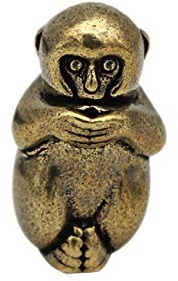 DMtse Mini-Figur, Affen-Figur, Messing, Antikoptik, Meditation, sitzende Pose, attraktiv und ruhig, kleiner Affe