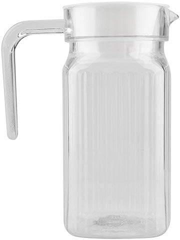 Jarra acrílica con tapa y asa, botella de jugo a rayas acanaladas, dispensador de agua helada de plástico para Bar en casa, 500ml
