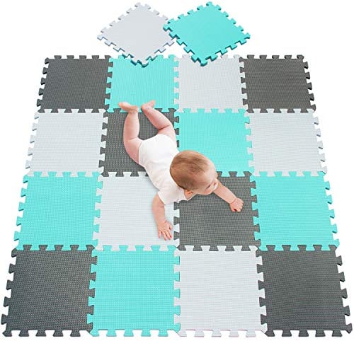 meiqicool Foam Play Mat for Babies and Children | 18 Eva Foam Floor Tiles | Thicker and Softer Puzzle Mat for Crawling and Learning | 100% Safe, Non-Toxic, Odorless 010812