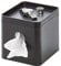 iDesign 28657ES Tissue Box Cover, Small Tissue Box Holder Made of Plastic, Cover for Box of Tissues with Tray for Jewellery and Makeup, Black, 15.5 cm x 13.1 cm x 13.7 cm