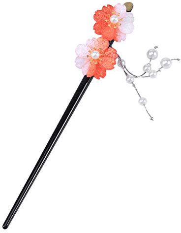 Vintage hair chopsticks retro acrylic hairpin hair stick with tassels girls hair accessory (red)