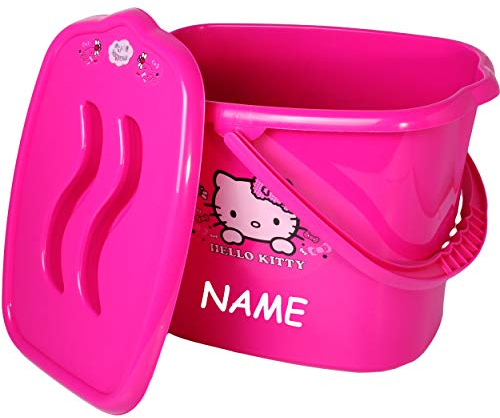 Eimer/Putzeimer/Mülleimer - mit Deckel + Tragegriff - pink - rosa Helllo Kitty - Katze inkl. Name - Bieco - geruchsdicht - Windeleimer Geruch - Geruch..