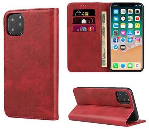 Copmob iPhone 11 Pro Case, iPhone 11 Pro Case, Premium Flip Wallet Leather Case, [4 Slots][Stand Function][Magnetic Closure], Case for iPhone 11 Pro – Red