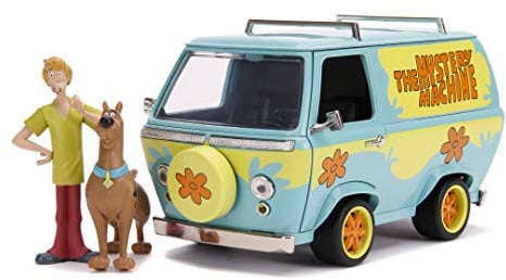 Jada Toys 253255024 Scooby DOO Mystery Machine – 1:24, Modellauto als Zinkdruckguss, mit Scooby DOO und Shaggy Rogers Figur, öffnende Türen, Freilauf