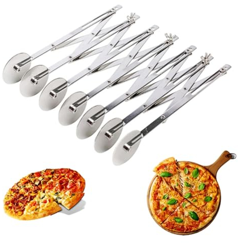 Cortador de pasta, cortador de pizza expandible de acero inoxidable con múltiples ruedas, divisor de masa multirredondo para herramienta para hornear(7 Wheel)