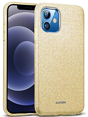 Verco Schutzhülle für iPhone 12 Mini Case, Glitzer Motiv Handyhülle für Apple iPhone 12 Mini Hülle Silikon TPU Cover, Gold