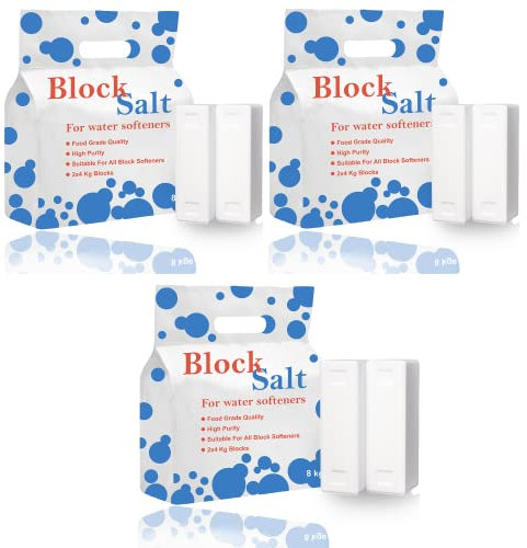 Ambar Water Softener Salt Block 100% Genuine Food Grade Water Softener Salt Block Compatible to All Water Softener Machine Each Pack Contains 2 Salt Blocks (3 Pack 6 Block)
