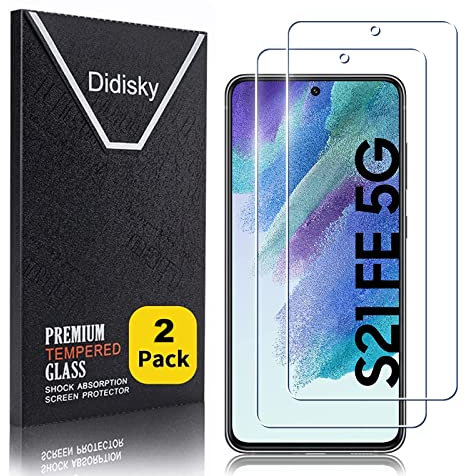 Didisky Lot de 2 Protecteur Verre Trempé pour Samsung Galaxy S21 FE 5G, Film Protection écran, dureté 9H, Pas de Bulles, Haute définition