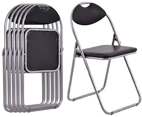COSTWAY2/4/6 Pack Padded Folding Chair, Metal Frame Easy Storage Conference Chair with Sponge Seat, Backrest and Foot Pads, Hall Guest Seating for Bedrooms Office Events, 43x45x80cm (6)