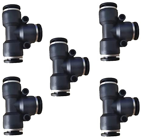 3/8 inch Air Hose T Connector Plastic Pneumatic Quick Push to Connect Tee Fitting (5Pcs)