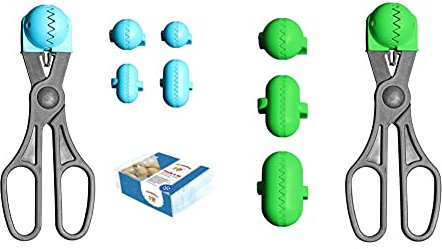 La Croquetera multiusos color turquesa-4 moldes intercambiables para masas + Pack conservación-100% español + Pinza Hacer Croquetas Global Bosq, Color Aleatorio, 1 utensilio
