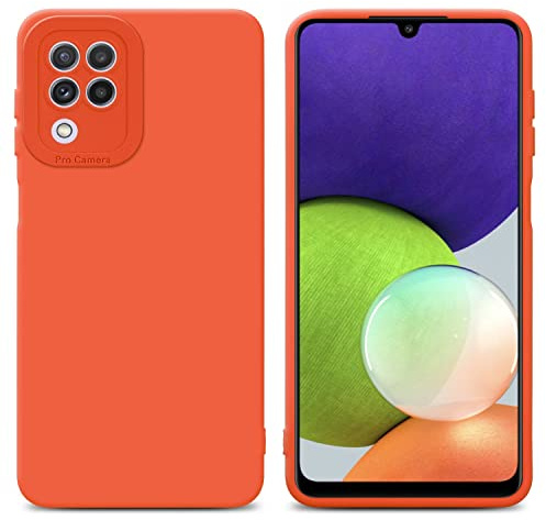 Cadorabo Hülle kompatibel mit Samsung Galaxy A22 4G Schutzhülle TPU Silikon Case Liquid Design mit Kameraschutz Slim Kratzfest Weiche Gummi mit Rundumschutz Case Hülle für Galaxy A22 4G in Orange
