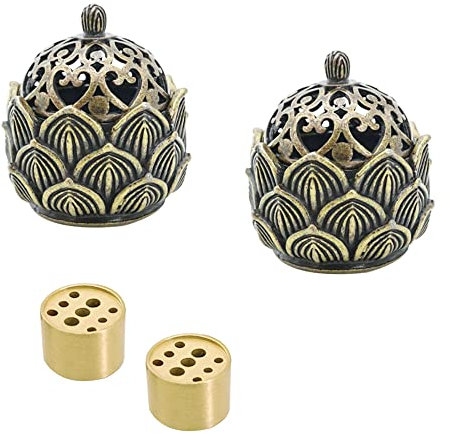 Belvanr Räuchergefäß Lotus Mini 2 Stück Räucherstäbchenhalter Lotus Räucherstäbchen Halter Räucherschale, Räuchergefäß mit Deckel Räuchergefäß Lotus Räucherschale Weihrauchbrenner für Dekoration