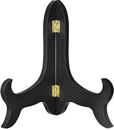 sourcing map 8 Easel Plate Holder, Wooden Folding Display Stand Black for Decorative Picture Frame