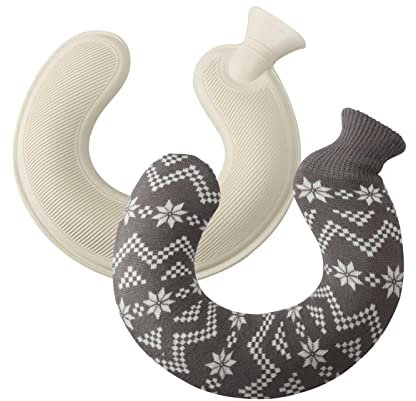 Vivaas Hot Water Bottle U Shaped with Knitted Cover for Neck Warm Shoulder Pain Relief Winter Gift Perfect for Keeping Warm On Cold Nights