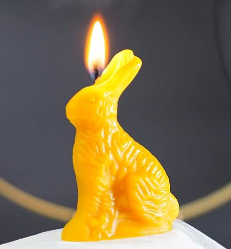 tea4chill Bienenwachskerze aus 100% Bienenwachs, Osterkerze Hase sitzend, Kerze für Ostern 5,5 x 2,5 x 7,5cm, Osterdeko, Osterkerze, lange Brenndauer, handgefertigt