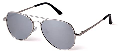 ADEWU Kinder Sonnenbrille Unisex Pilotenbrille Polarisiert Retro Brille UV-Schutz für Mädchen Jungen,Silber-Silber Verspiegelt