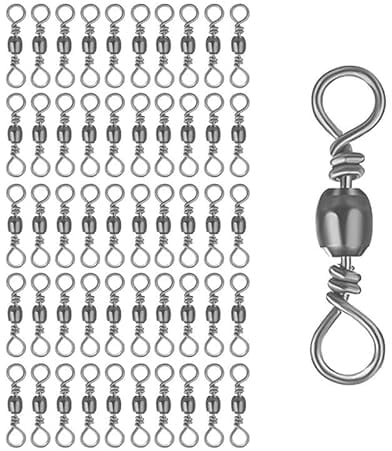 100 Pcs Fishing Barrel Swivel, White Fishing Connector Swivels, Carbon Steel Hook Line Connector Fishing Accessories for Freshwater Saltwater,4/0