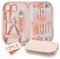 Tagliaunghie Set, Tagliaunghie Uomo e Donne, Kit Manicure Professionale, Set Manicure e Pedicure, Set Manicure da Viaggio con Custodia in Pelle Oro Rosa per Viaggi e Casa, Set 12 in 1