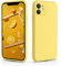 CALOOP Slim-Fit for iPhone 11 Case,Skin Soft Liquid Silicone,Sturdy Hard Frame Shockproof Cover with Anti-Scratch Microfiber Lining,Full Protection for Screen and Lens,6.1 inch(Lemon Yellow)