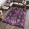 Carpettex Kurzflor Teppich Wohnzimmer Vintage Design Dünner Teppich Violett 120 x 170 cm - Waschbarer Teppich Schlafzimmer Viskose Optik Super Weicher Teppiche Esszimmer - Küchenteppich Carpet Halı