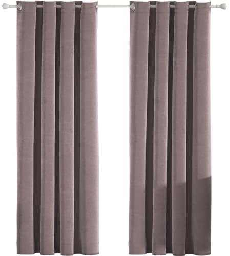 Ystyle Tende Velluto per Interni 2 Pezzi, Tende 100% Oscuranti, 140×260cm, Tenda Termica Isolante Freddo E Caldo, Tende Soggiorno Camera Da Letto, Tende Fonoassorbenti Con Anelli, Rosa