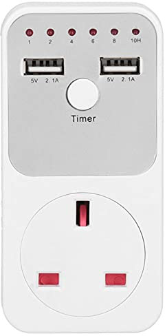 Restokki Outlet Timer, Timer Plug, 180~260V USB Smart Digital Countdown Timer Socket for Computer Phone Charger, Phone Charger Timer Safety Outlet Conserve Socket(UK Plug 13A 2900W)
