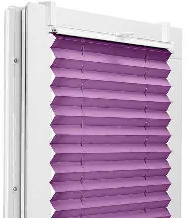 Fenster DEKOR - Plissee Klemmfix ohne Bohren Breite 80 cm x Höhe 200 cm - Fenster Plissees innen Violett - Faltrollo Blickdicht - Faltrollos einfach zu montieren - Blissett Rollo