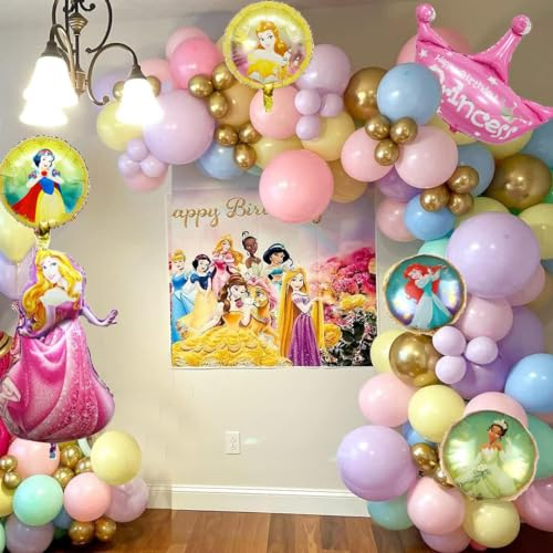 Prinzessin Ballons Bogen Girlande Kit 110pcs Prinzessin Geburtstag Party Dekorationen mit Prinzessin Folie Ballons für Mädchen Geburtstag Party Supplies…