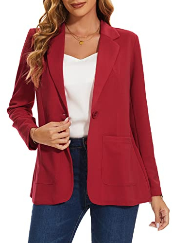 MINTLIMIT Women Blazers Long Sleeve Suit Jackets One Button Outerwear Slim Fit(R-Red S)