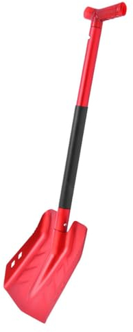 Teleskop-Schneeschaufel aus Aluminiumlegierung, tragbare Schaufel mit Schneidsäge, Auto-Schnee-Eiskratzer zum Brechen und Sägen von EIS (rot)